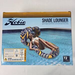 Hobie Shade Lounger Inflatable Pool Float 72” Mesh Bottom Cup Phone Holders